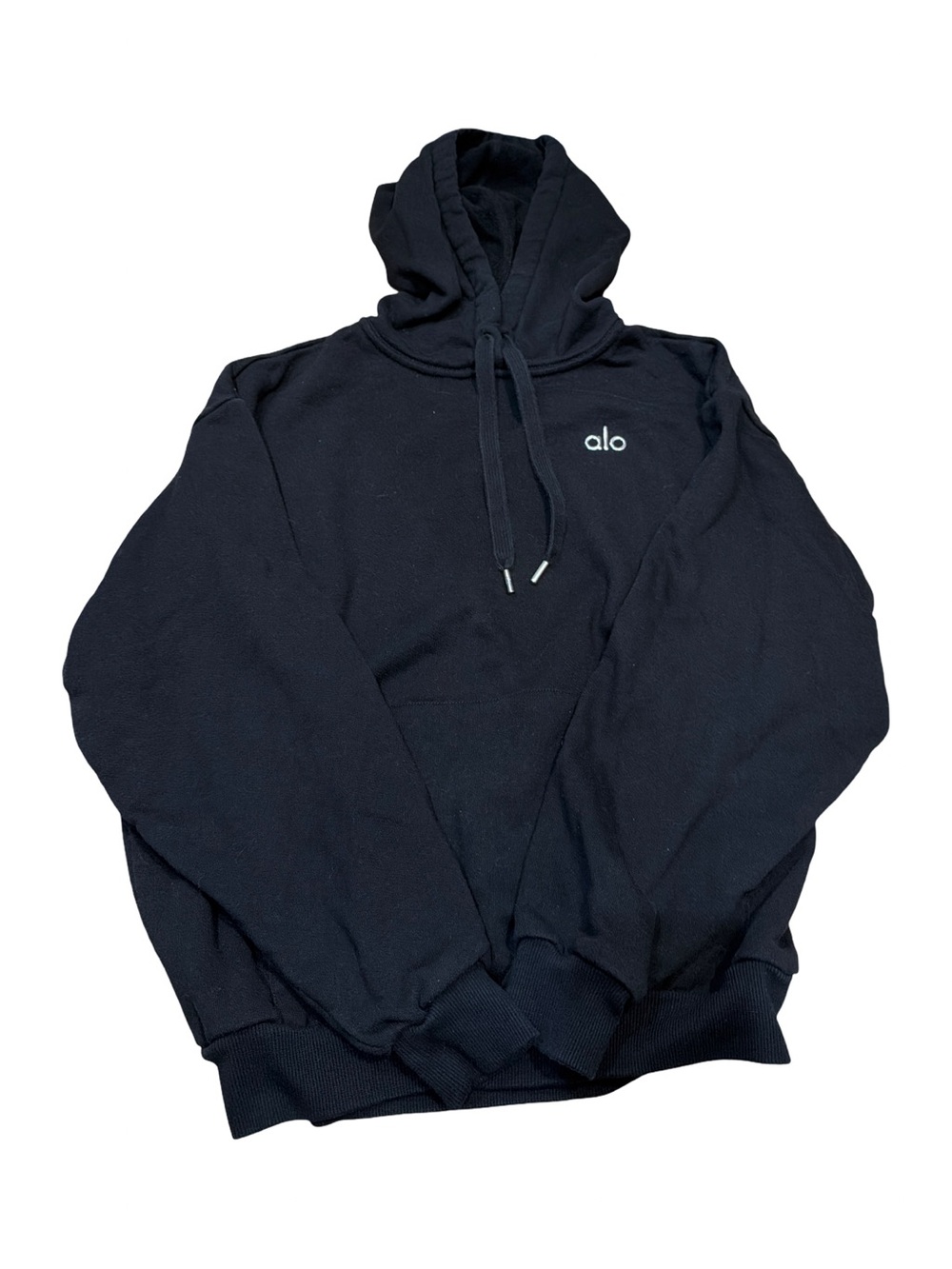 ALO Yoga Men's Black Hoodie with White Logo